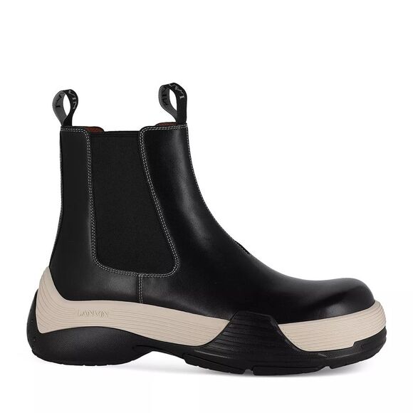 LANVIN Flash-X Bold Pull On Chelsea Boots, Black, New, Size 44